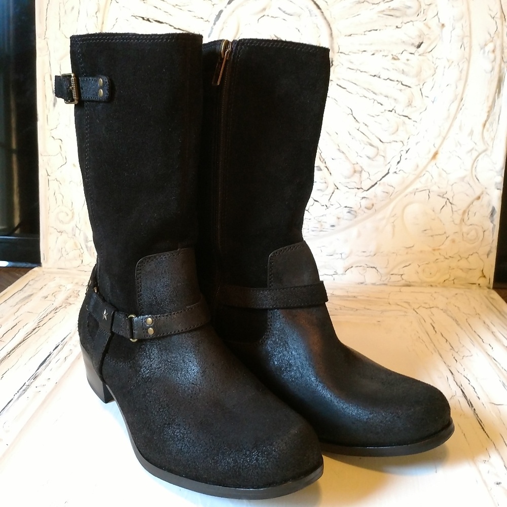 🚫SOLD🚫UGG Fabrizia Moto boots oiled leather/suede - Picture 4 of 13